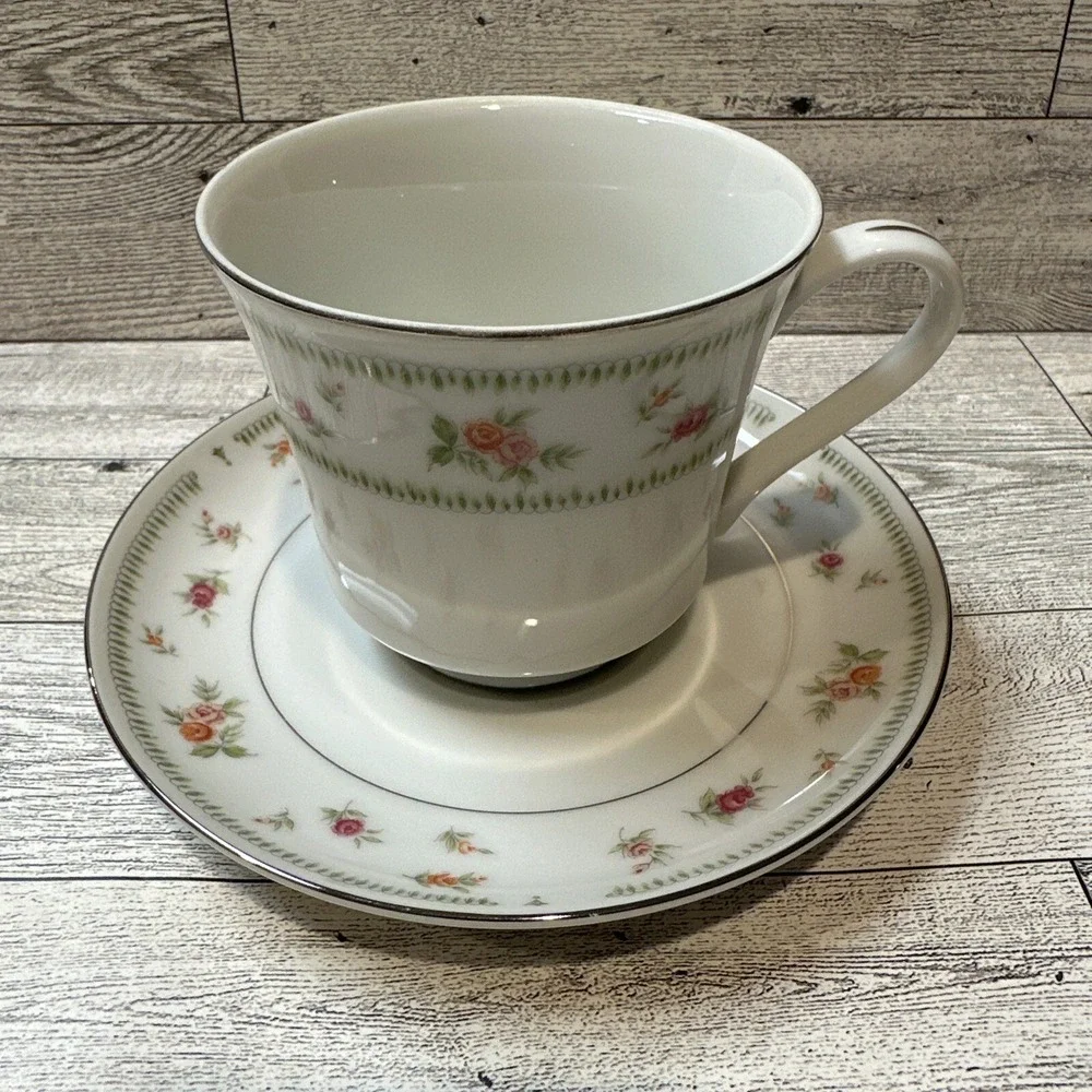 ABINGDON Fine Porcelain Floral Tea Cup 3.25